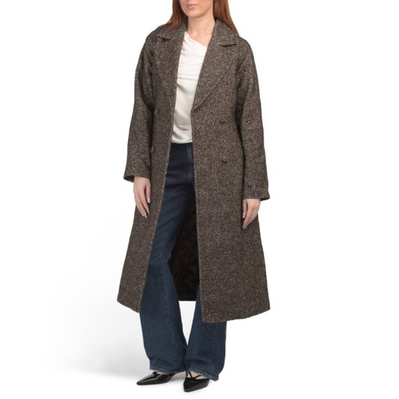 BERNARDO Brown Tweed Wrap Coat - Picture 1 of 2